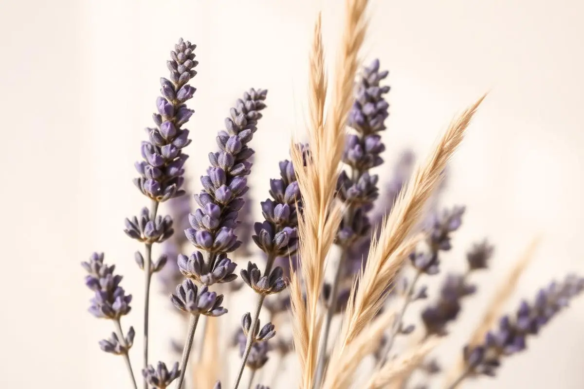 Lavender and dried grasses in soft morning light